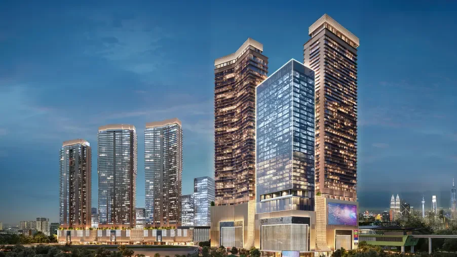 Pavilion Damansara Heights towers and integrated development at dusk